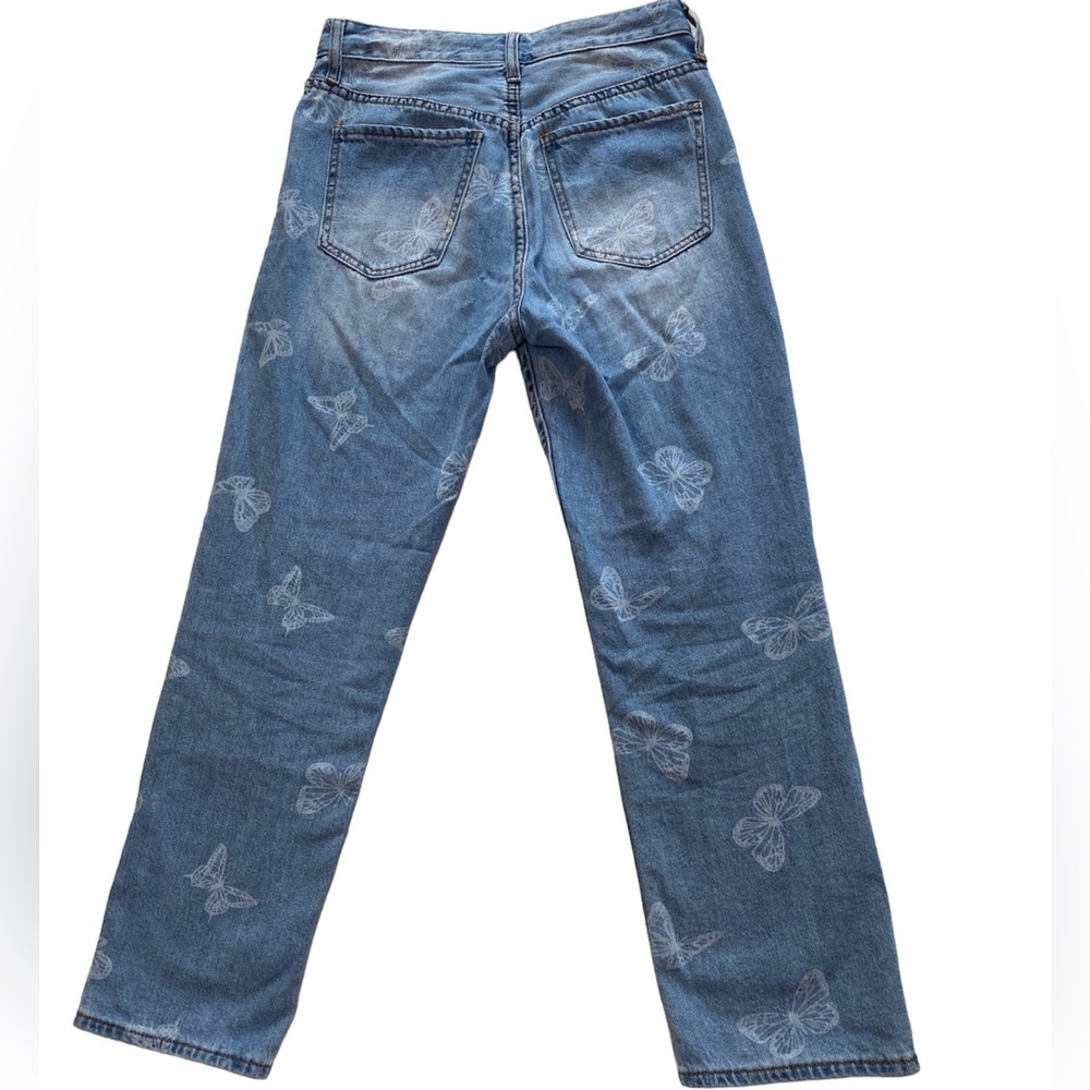 S.O.N.G Timeless Fit Butterfly Print Classic Blue Denim Jeans, Size 3